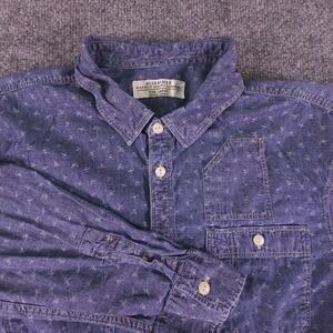 AllSaints Blue Printed Designer Long Sleeve Button Down Shirt Size Large